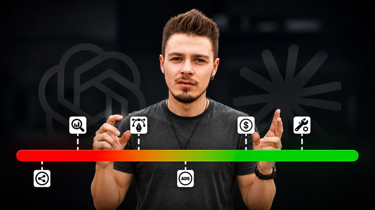 YouTube thumbnail design sample (winning version) for the video "Billionaire CEO: Hard Work Is a Scam" by an anonymized business podcast · 980k subs, designed by ClickTheory