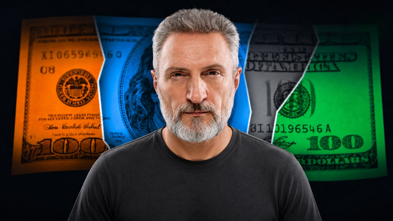 YouTube thumbnail design sample (winning version) for the video "Why Every Founder Is Moving to Dubai" by an anonymized business creator · 1.6m subs, designed by ClickTheory